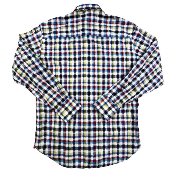 Lansky Bros Shirt Men's Small Colorful Plaid Flip Cuff Elvis The King Memphis - Picture 10 of 13